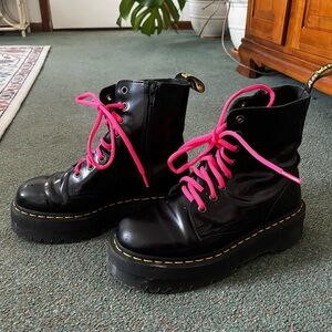 Black Boots with Pink Laces